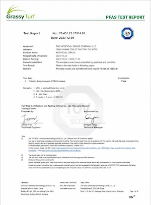 ใบรับรองผลทดสอบ TÜV SÜD ปลอดสาร PAHs และ PFAS