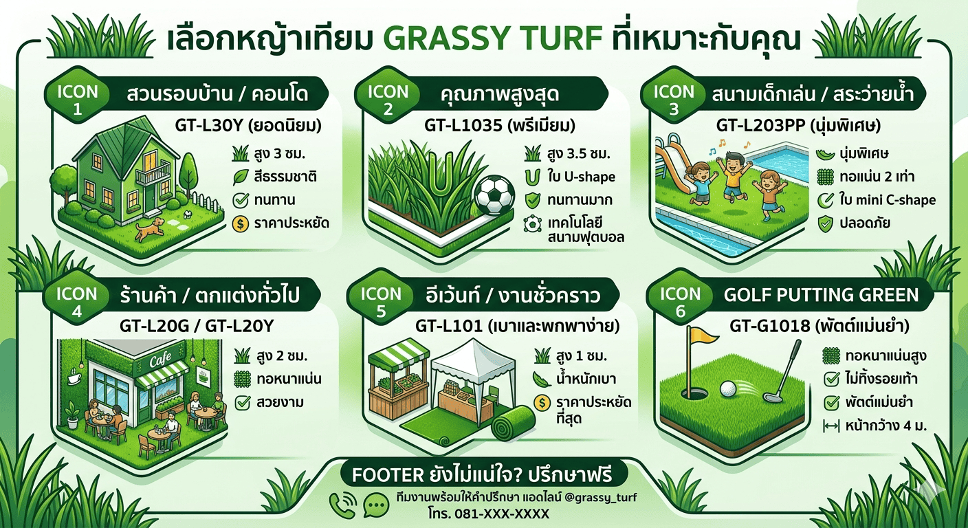 หญ้าเทียมต่างกันยังไง?