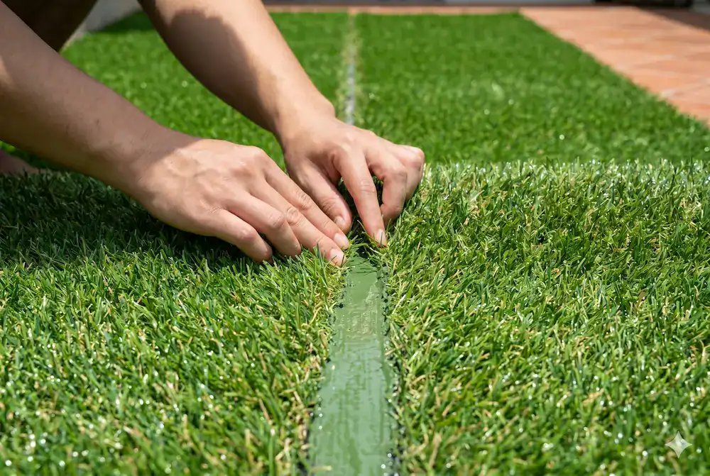 ผลงานติดตั้งหญ้าเทียมจริงโดยทีมงาน Grassy Turf